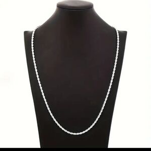 2pcs 925 SS Stamped 28" Necklace and Bracelet set - (rope braid chain)